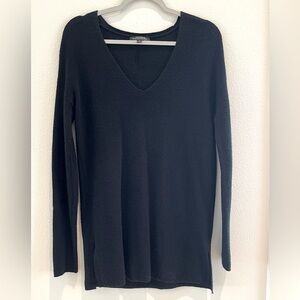 Banana Republic Longline V-Neck Merino Wool Sweater - Black, Size S